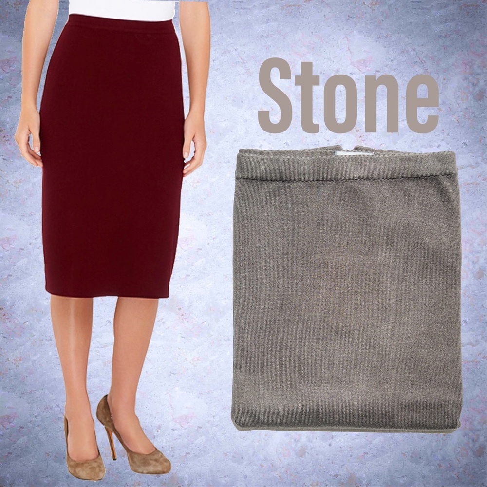 Linea by Louis Dell'Olio Whisper Knit Pencil Skirt, 2X NWT Stone A237412
